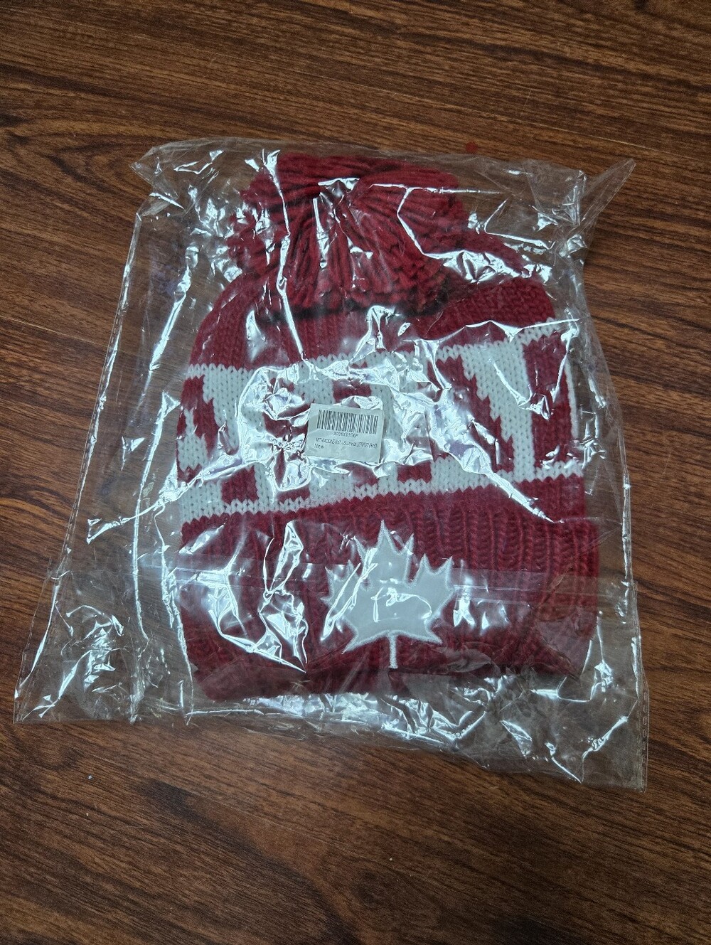 Caada Red and White Knit Pom Pom Beanie